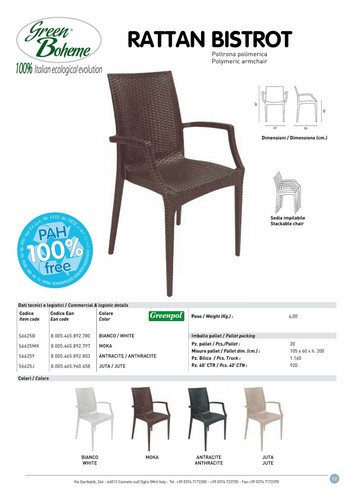 Sedia poltrona rattan bistrot - sedia,
