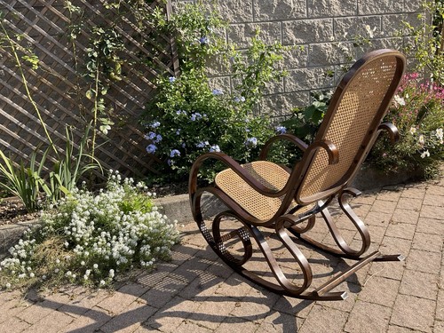 Sedia dondolo legno rattan - sedia,